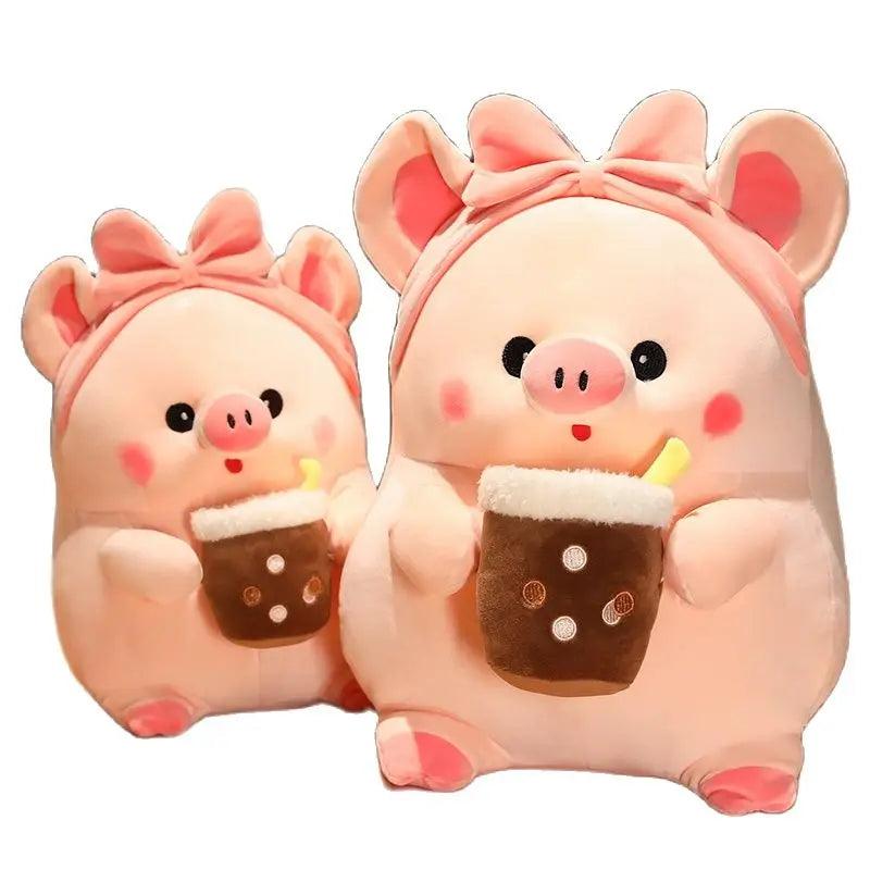 Pink Pig Boba Plushies - Dress-Up Piggy Pillow | Stuffed Animals & Plushies | Adorbs Plushies