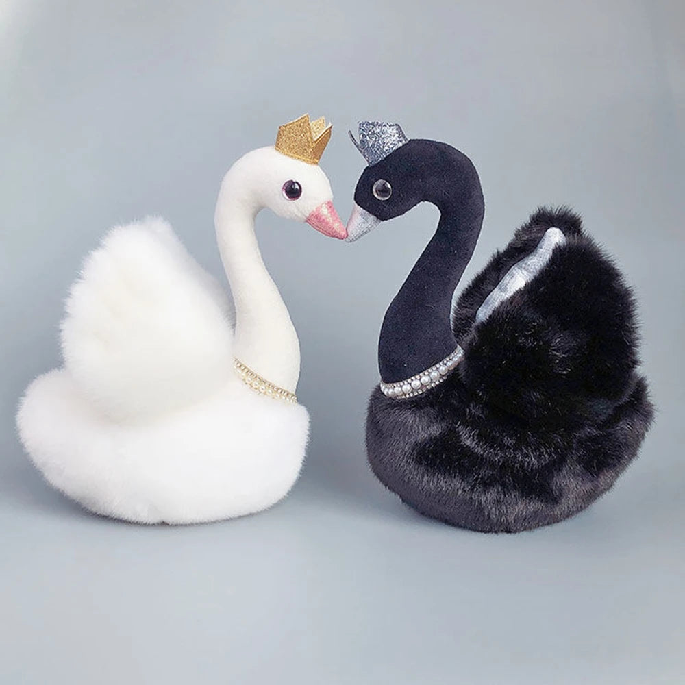 Black and White Swan Plush Toy | Cute Furry Simulation Doll | Adorbs Plushies