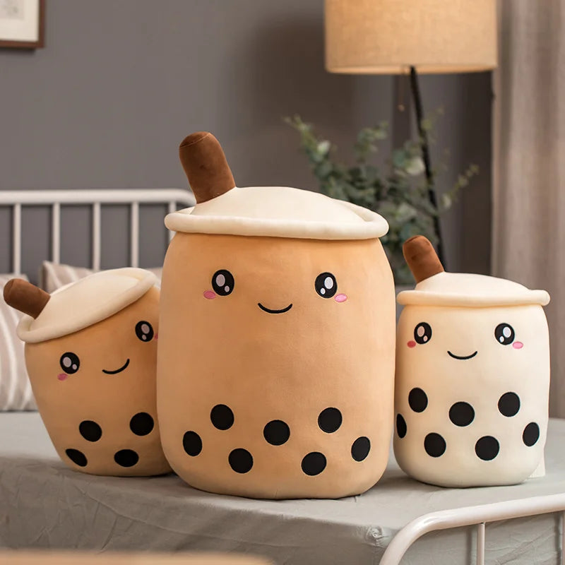 Boba Milk Tea Cartoon Plushie - Cute Strawberry Pillow | Stuffed Animals & Plushies | Adorbs Plushies