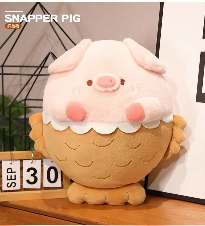 Pig With Taiyaki Fish Tail Plushie - Mermaid Piggy Pillow | Stuffed Animals & Plushies | Adorbs Plushies