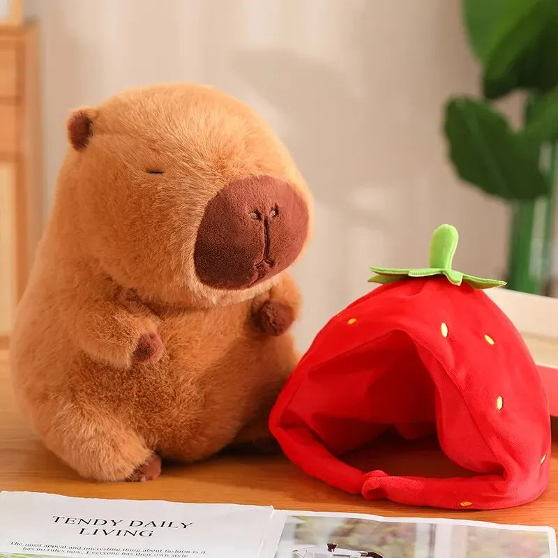 Capybara Plush Toy with Turtle Bag and Strawberry Head | Adorbs Plushies