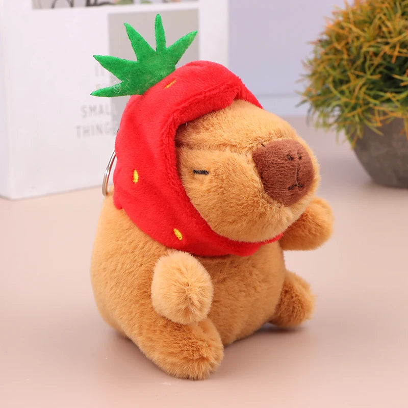 Strawberry head Capybara Stuffed Animal Keychain | Adorbs Plushies