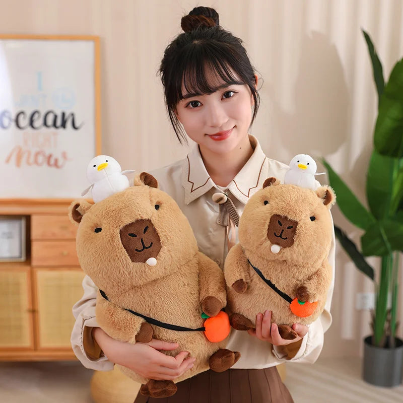 Fluffy Capybara Plush Toy with Fruit | Adorbs Plushies